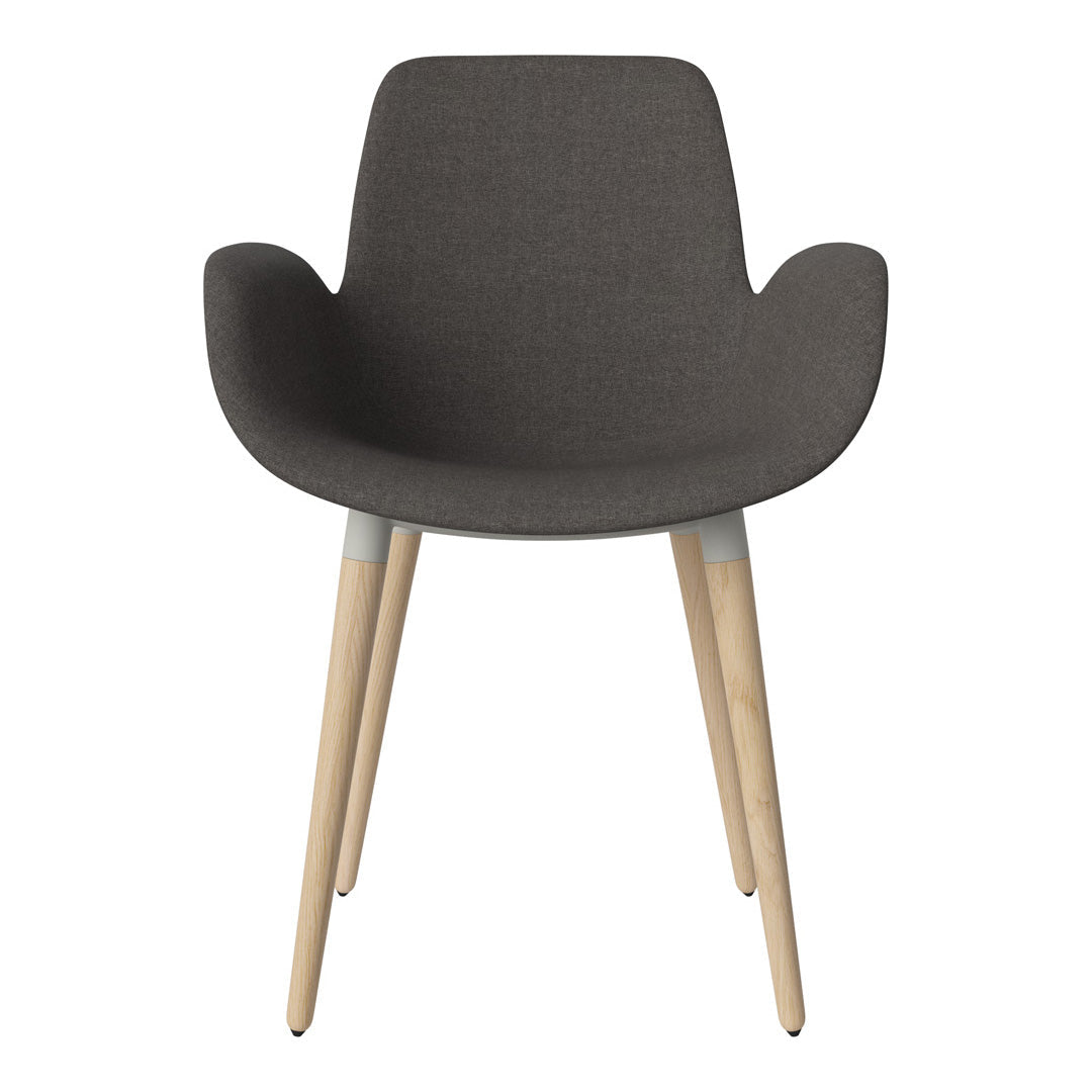 Fauteuil de salle à manger Seed - Rembourré - Piètement en chêne huilé, pigmenté blanc