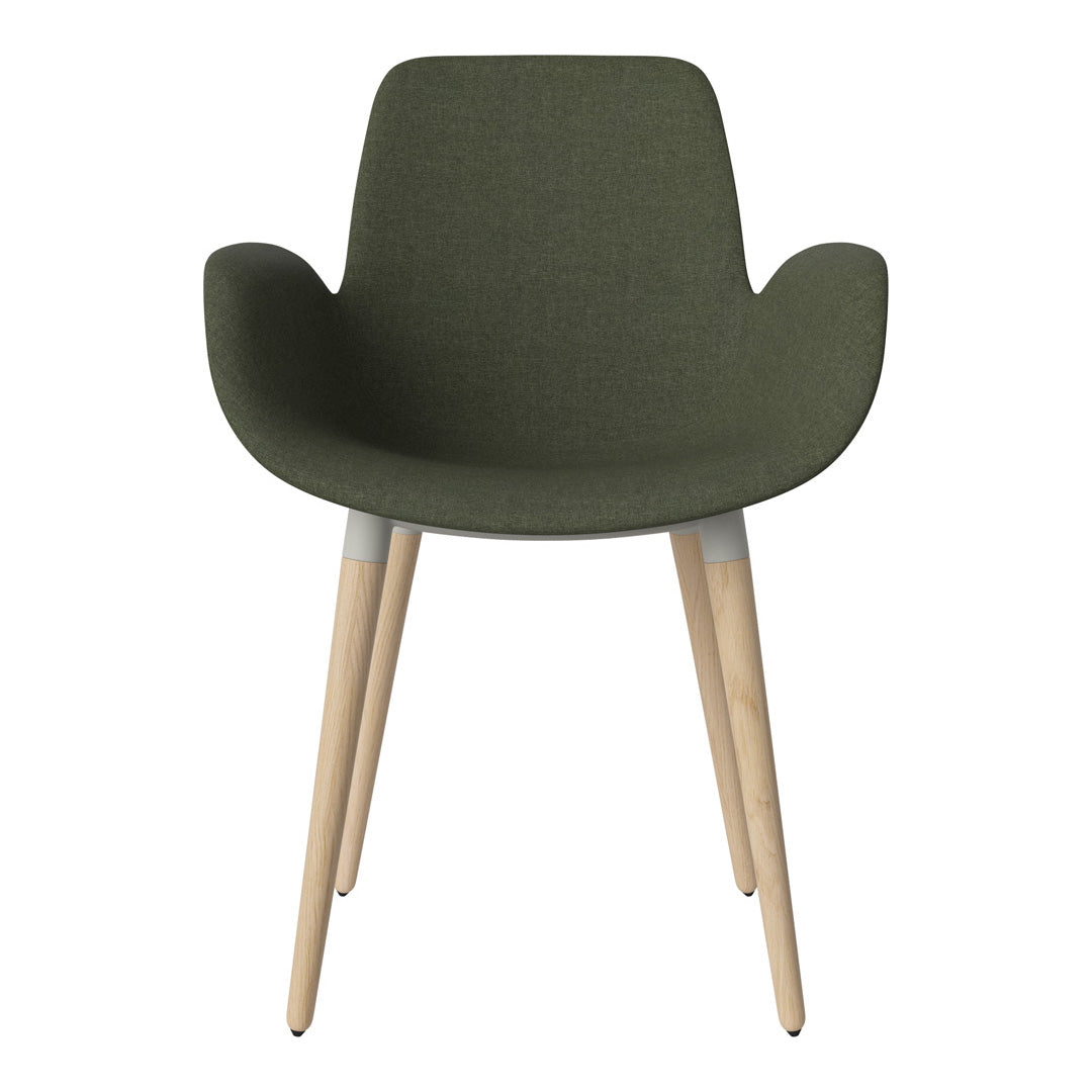 Fauteuil de salle à manger Seed - Rembourré - Piètement en chêne huilé, pigmenté blanc