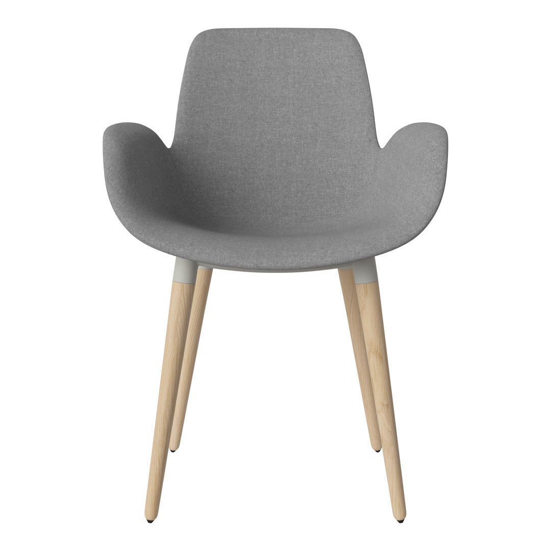 Fauteuil de salle à manger Seed - Rembourré - Piètement en chêne huilé, pigmenté blanc