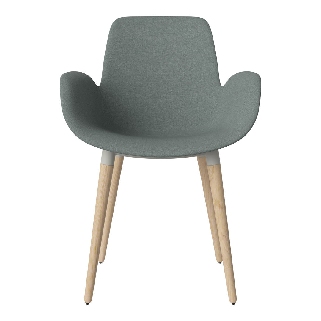 Fauteuil de salle à manger Seed - Rembourré - Piètement en chêne huilé, pigmenté blanc