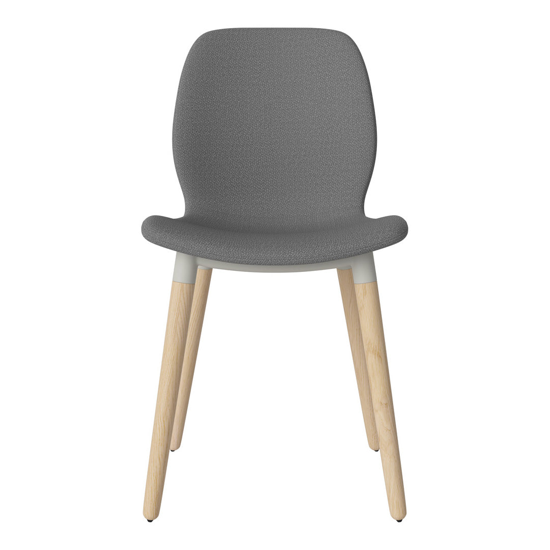 Chaise de salle à manger Seed - Rembourrée - Piètement en chêne huilé, pigmenté blanc