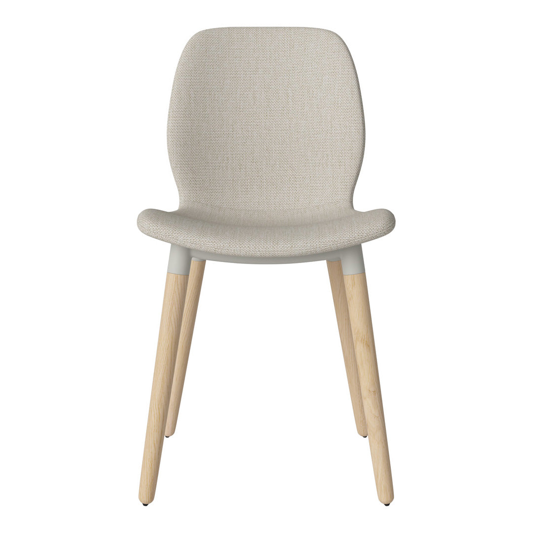Chaise de salle à manger Seed - Rembourrée - Piètement en chêne huilé, pigmenté blanc