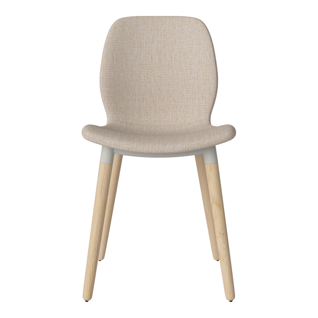 Chaise de salle à manger Seed - Rembourrée - Piètement en chêne huilé, pigmenté blanc
