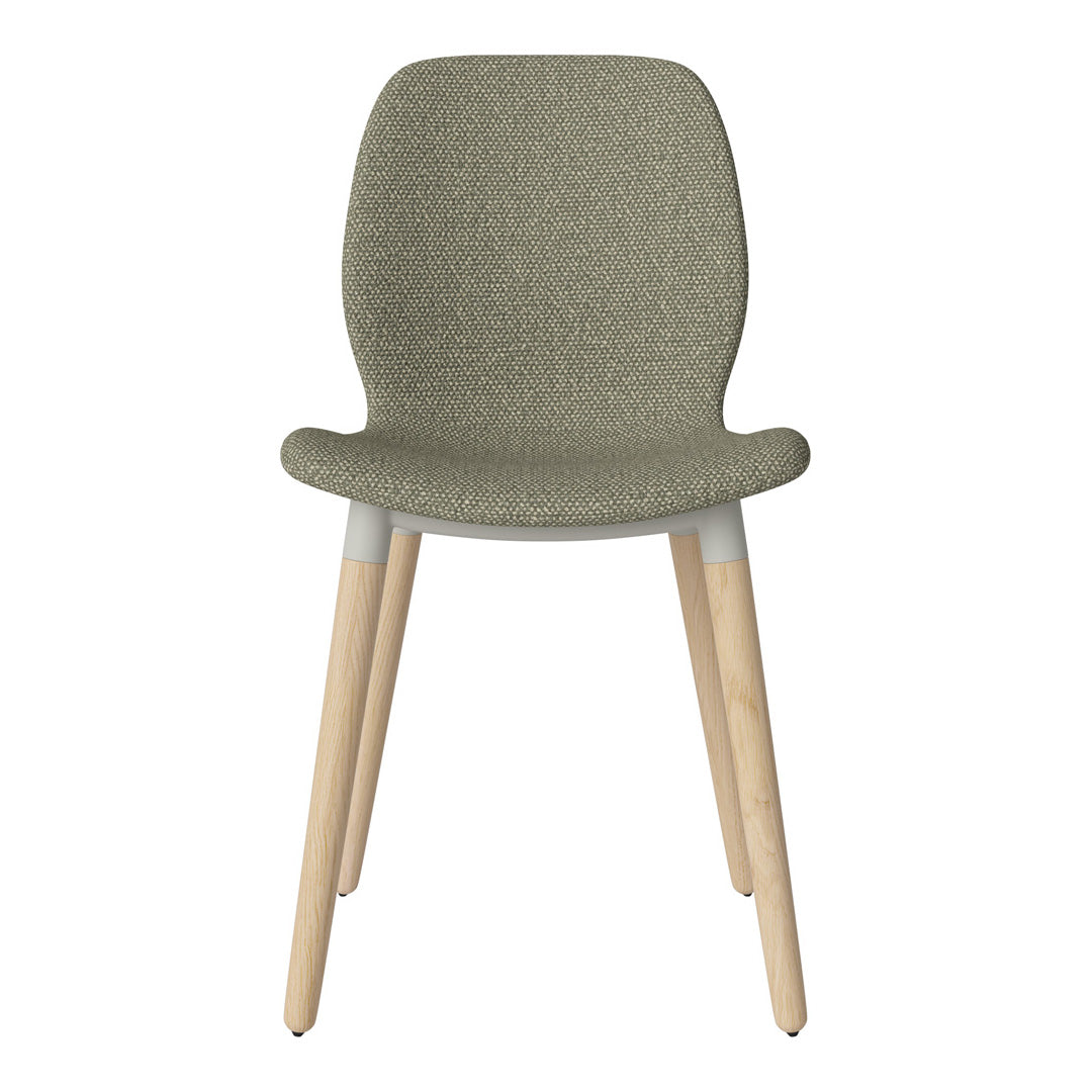 Chaise de salle à manger Seed - Rembourrée - Piètement en chêne huilé, pigmenté blanc
