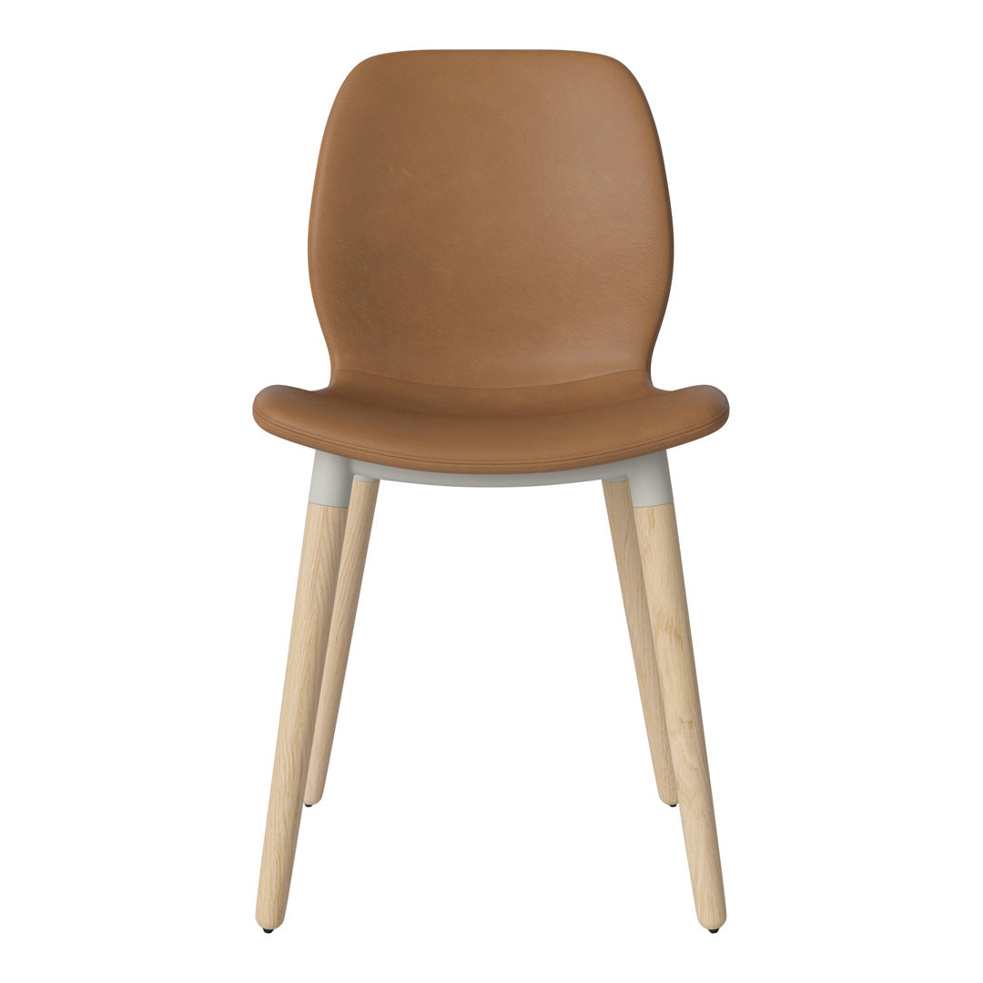 Chaise de salle à manger Seed - Rembourrée - Piètement en chêne huilé, pigmenté blanc