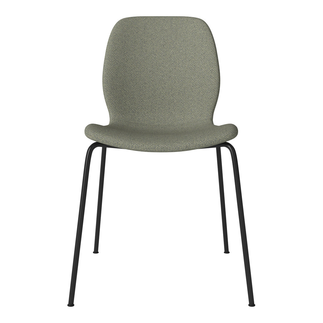 Chaise de salle à manger Seed - Rembourrée - Base en acier, laquée noire
