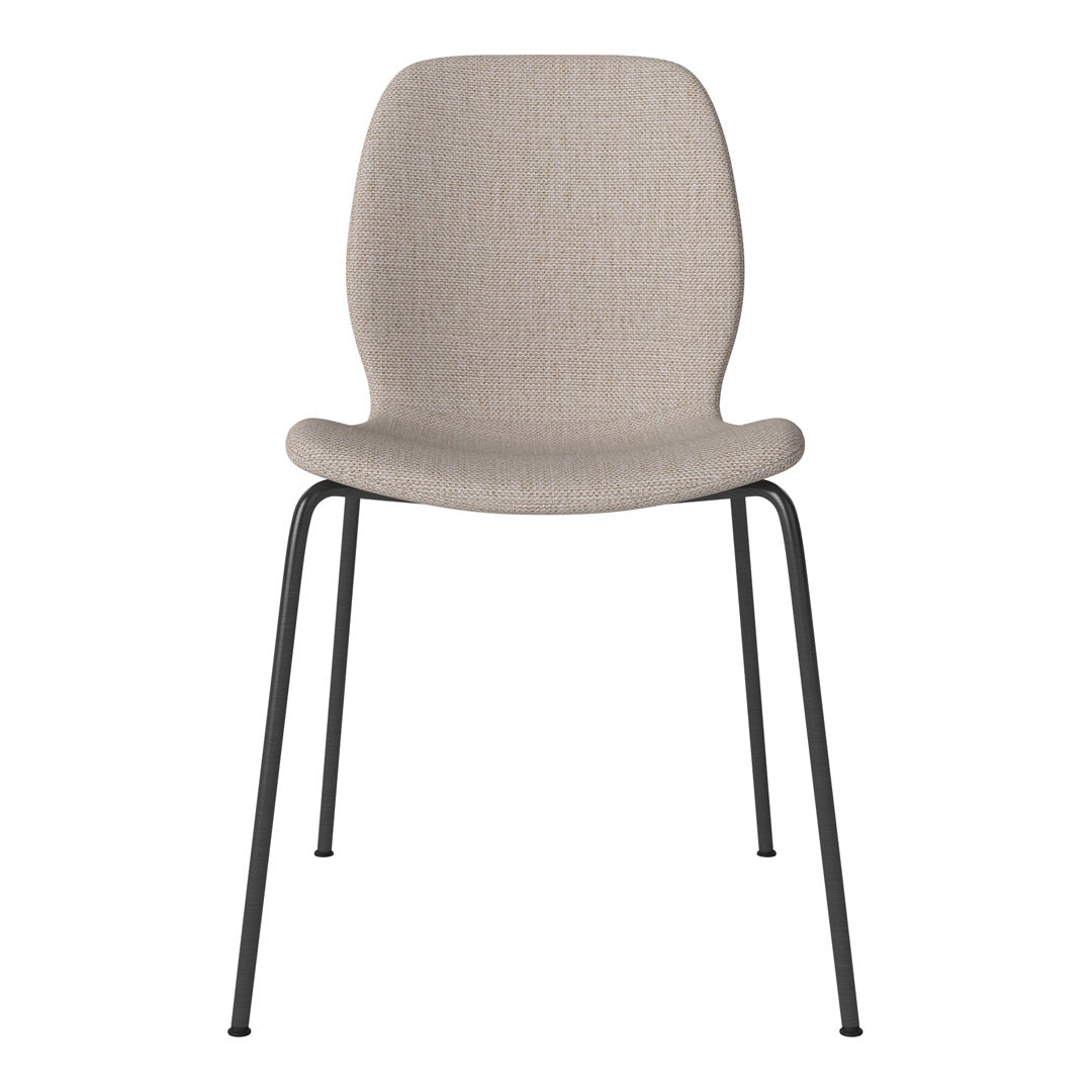 Chaise de salle à manger Seed - Rembourrée - Base en acier, laquée noire