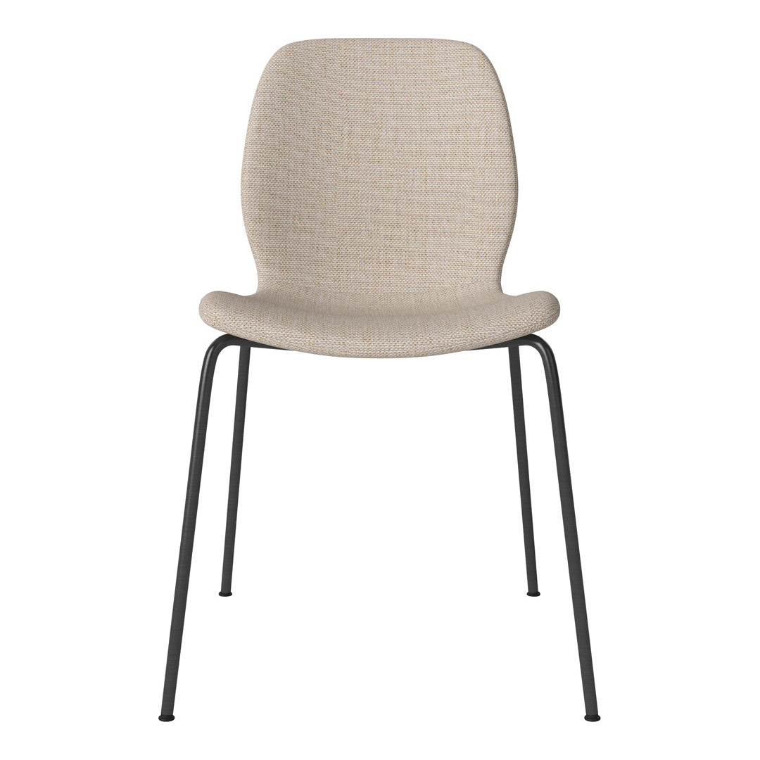 Chaise de salle à manger Seed - Rembourrée - Base en acier, laquée noire