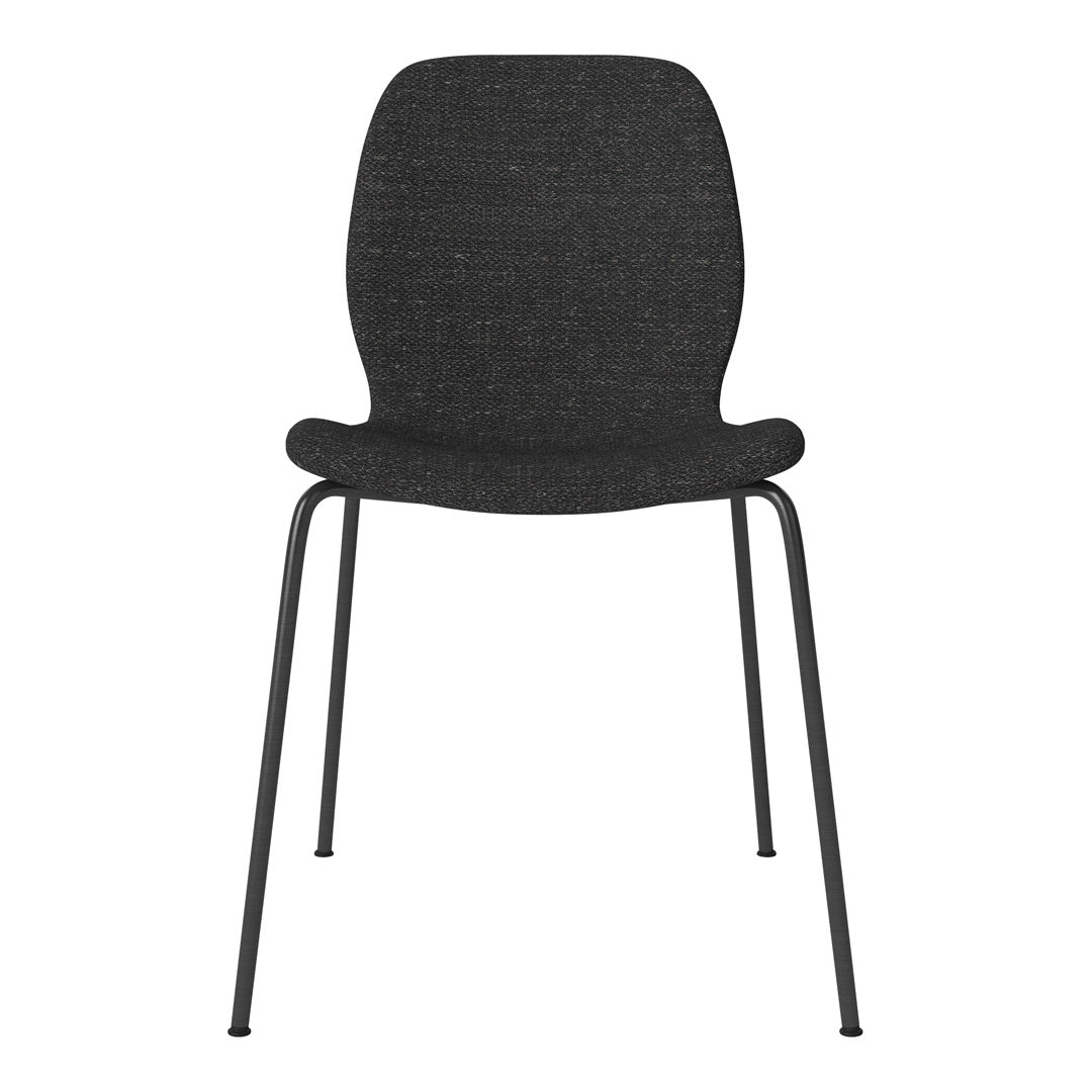 Chaise de salle à manger Seed - Rembourrée - Base en acier, laquée noire