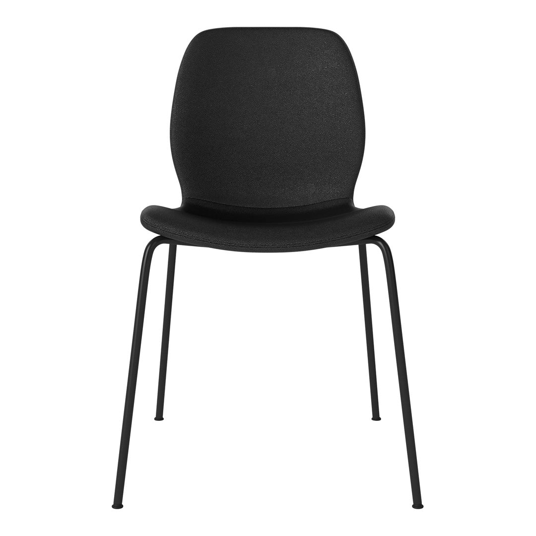 Chaise de salle à manger Seed - Rembourrée - Base en acier, laquée noire