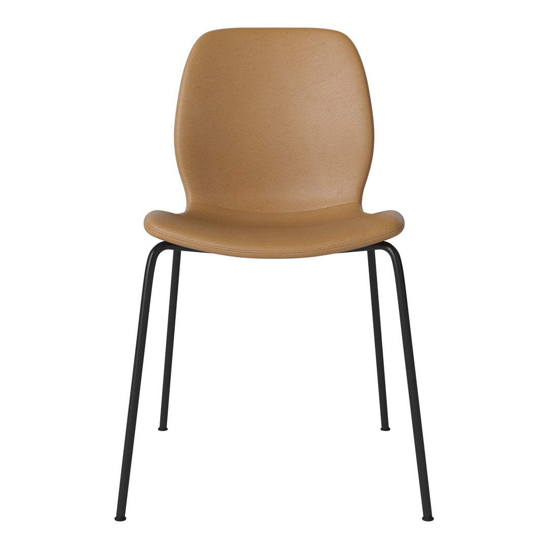 Chaise de salle à manger Seed - Rembourrée - Base en acier, laquée noire