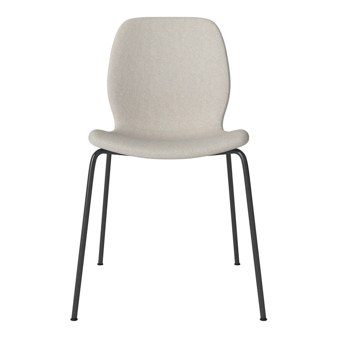 Chaise de salle à manger Seed - Rembourrée - Base en acier, laquée noire