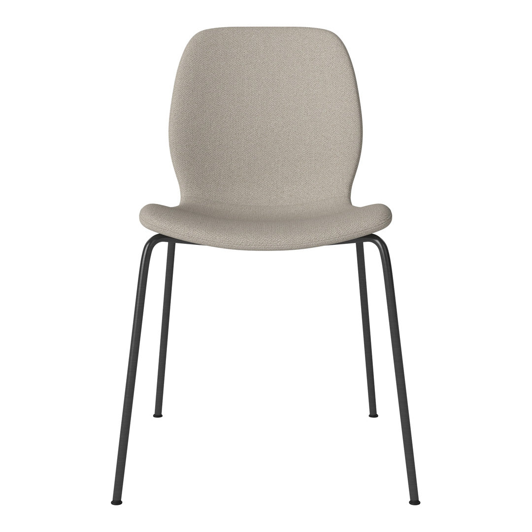 Chaise de salle à manger Seed - Rembourrée - Base en acier, laquée noire