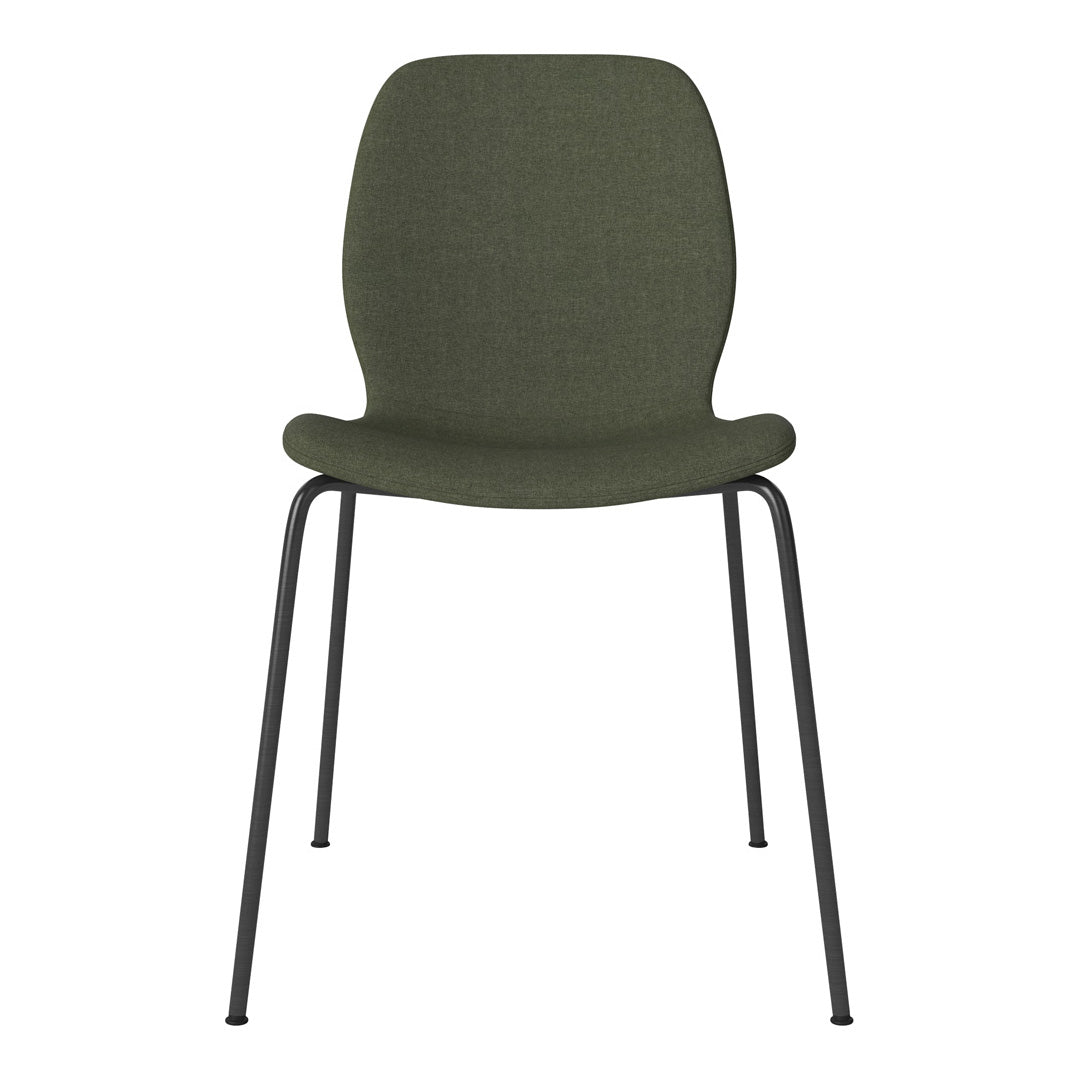 Chaise de salle à manger Seed - Rembourrée - Base en acier, laquée noire