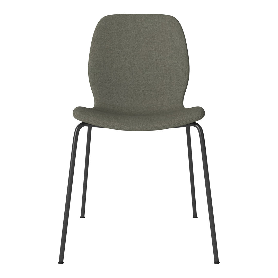 Chaise de salle à manger Seed - Rembourrée - Base en acier, laquée noire