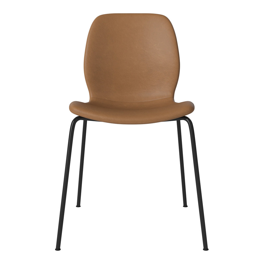 Chaise de salle à manger Seed - Rembourrée - Base en acier, laquée noire