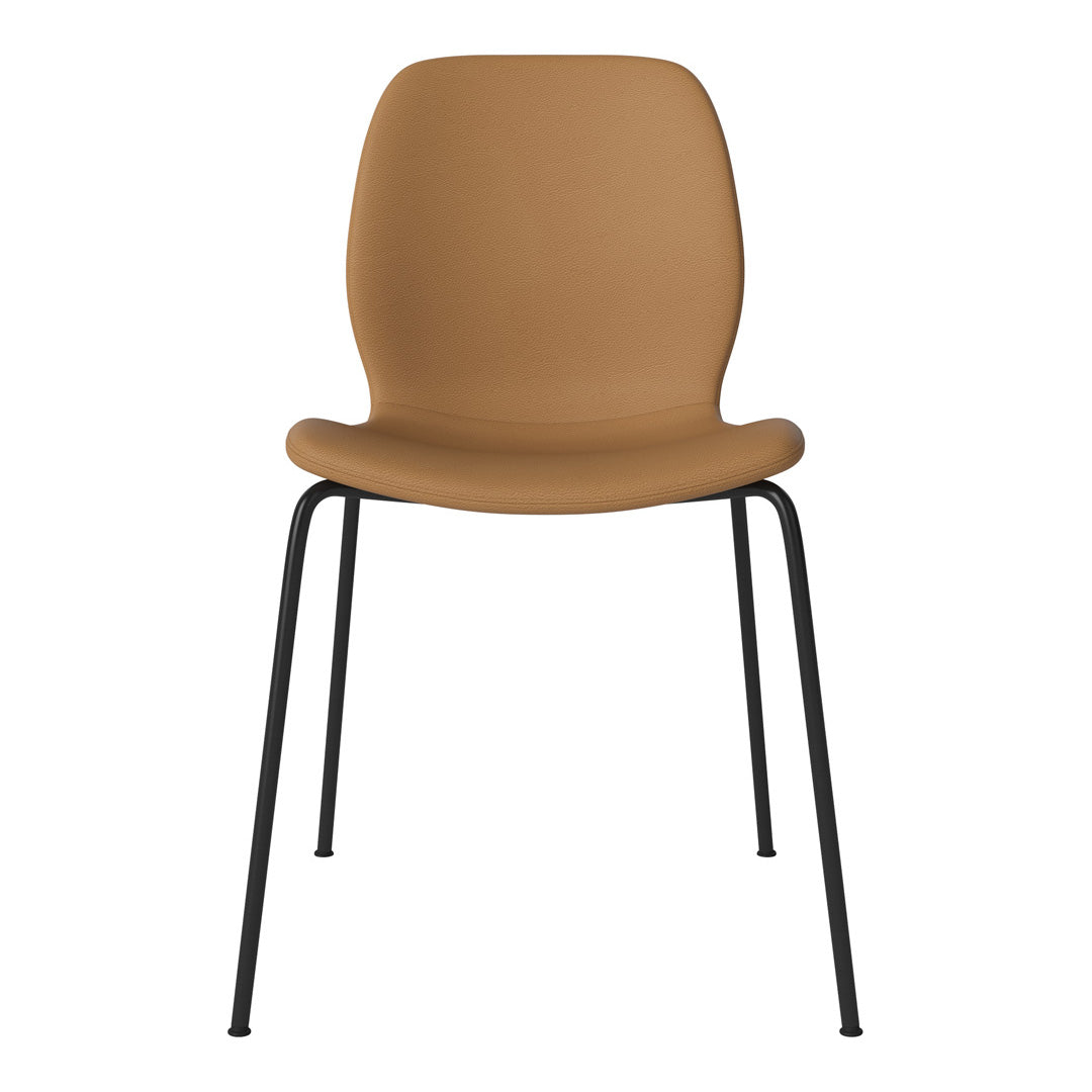 Chaise de salle à manger Seed - Rembourrée - Base en acier, laquée noire