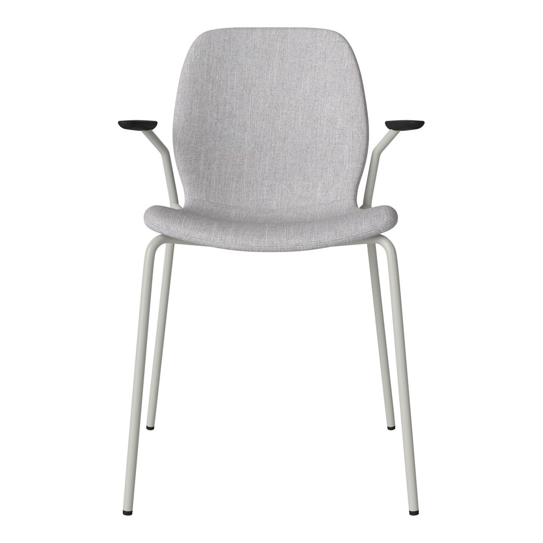 Chaise de salle à manger Seed avec accoudoirs ouverts - Rembourrée - Base en acier, laquée grise