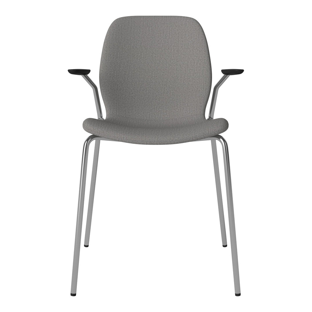 Chaise de salle à manger Seed avec accoudoirs ouverts - Rembourrée - Base chromée