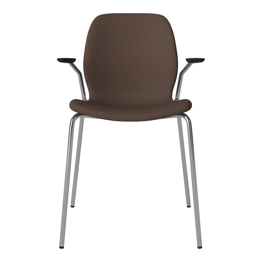 Chaise de salle à manger Seed avec accoudoirs ouverts - Rembourrée - Base chromée