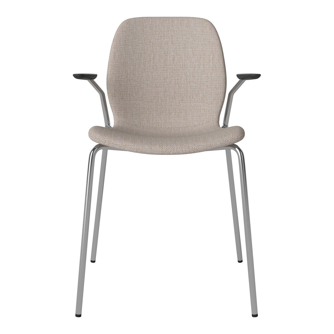 Chaise de salle à manger Seed avec accoudoirs ouverts - Rembourrée - Base chromée