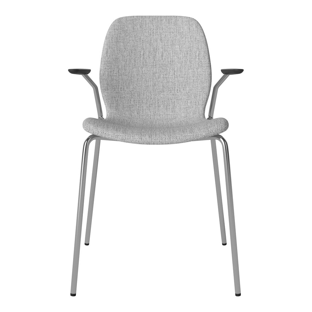 Chaise de salle à manger Seed avec accoudoirs ouverts - Rembourrée - Base chromée