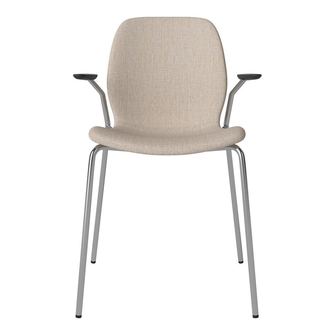 Chaise de salle à manger Seed avec accoudoirs ouverts - Rembourrée - Base chromée