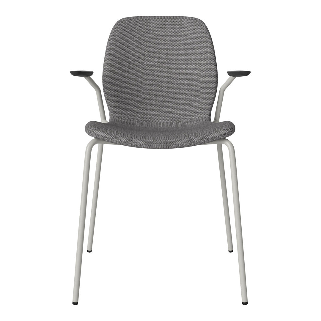 Chaise de salle à manger Seed avec accoudoirs ouverts - Rembourrée - Base en acier, laquée grise
