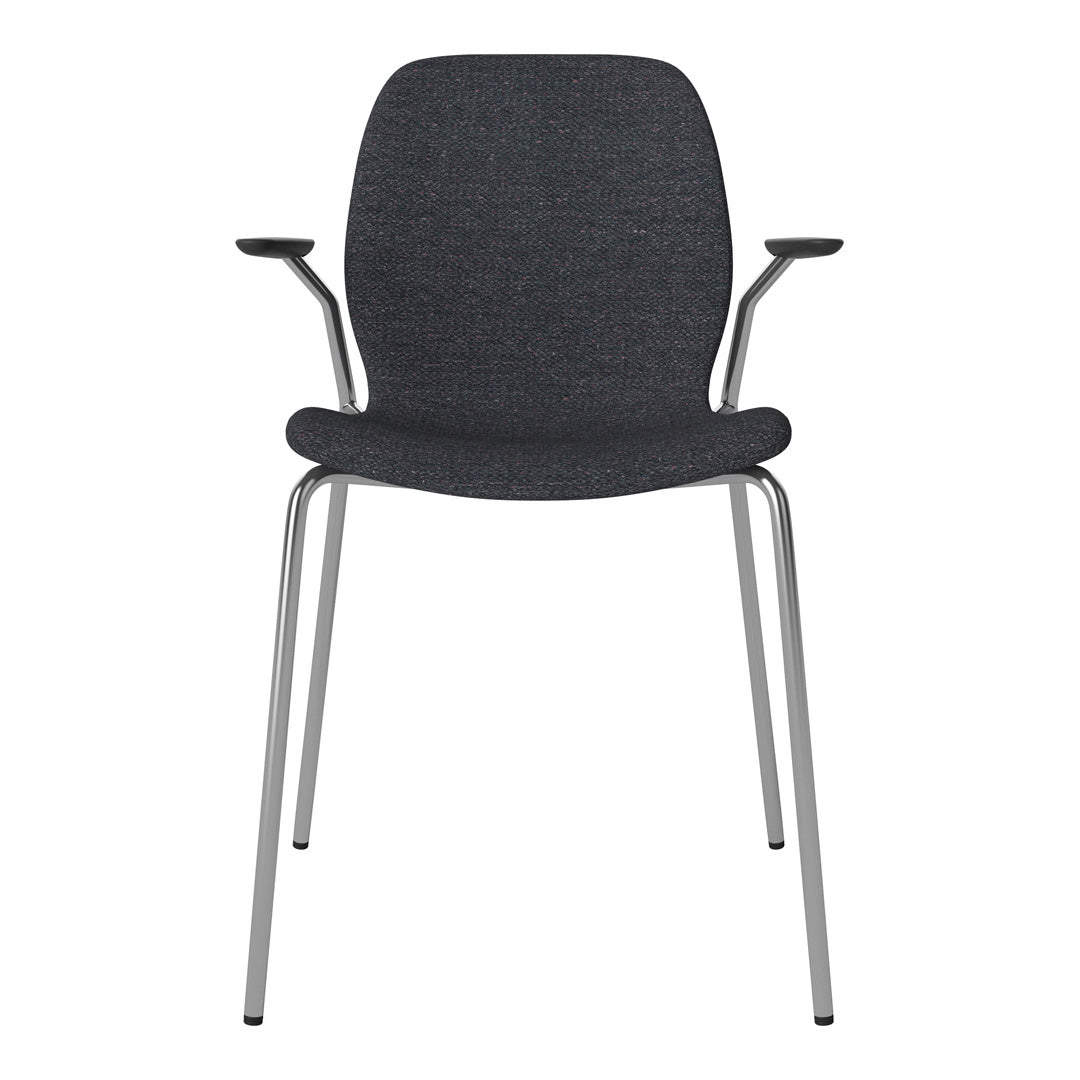 Chaise de salle à manger Seed avec accoudoirs ouverts - Rembourrée - Base chromée