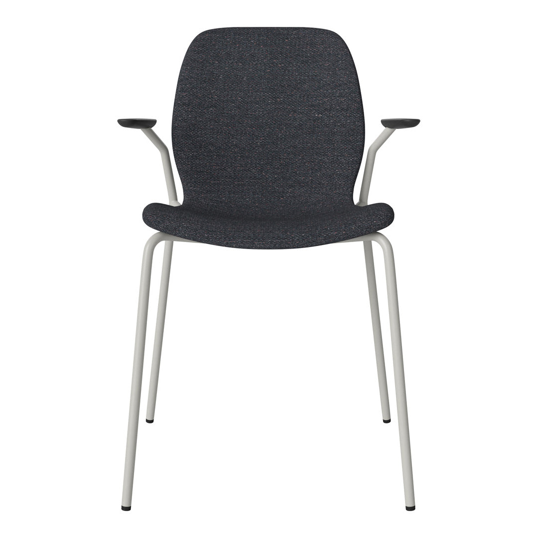 Chaise de salle à manger Seed avec accoudoirs ouverts - Rembourrée - Base en acier, laquée grise