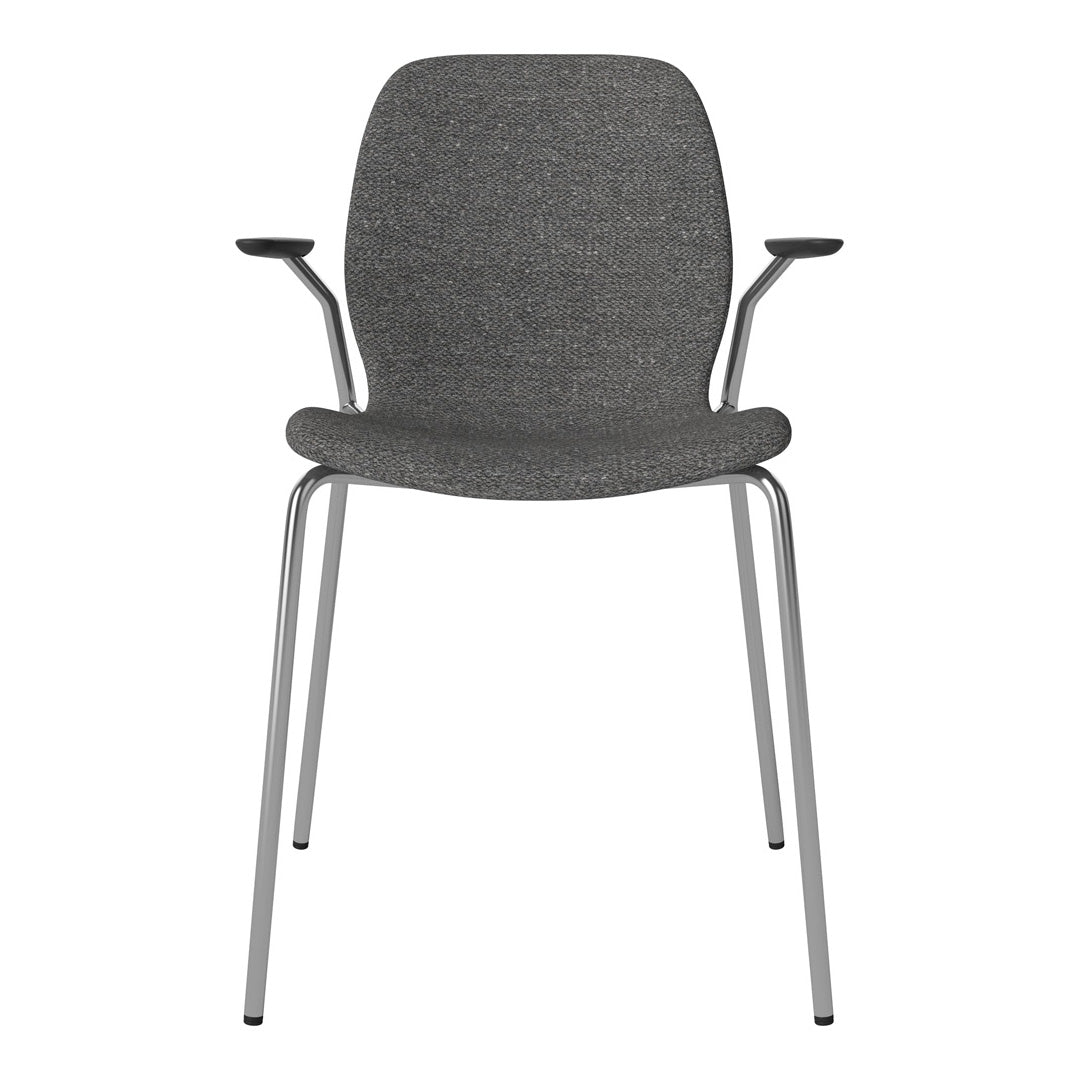 Chaise de salle à manger Seed avec accoudoirs ouverts - Rembourrée - Base chromée