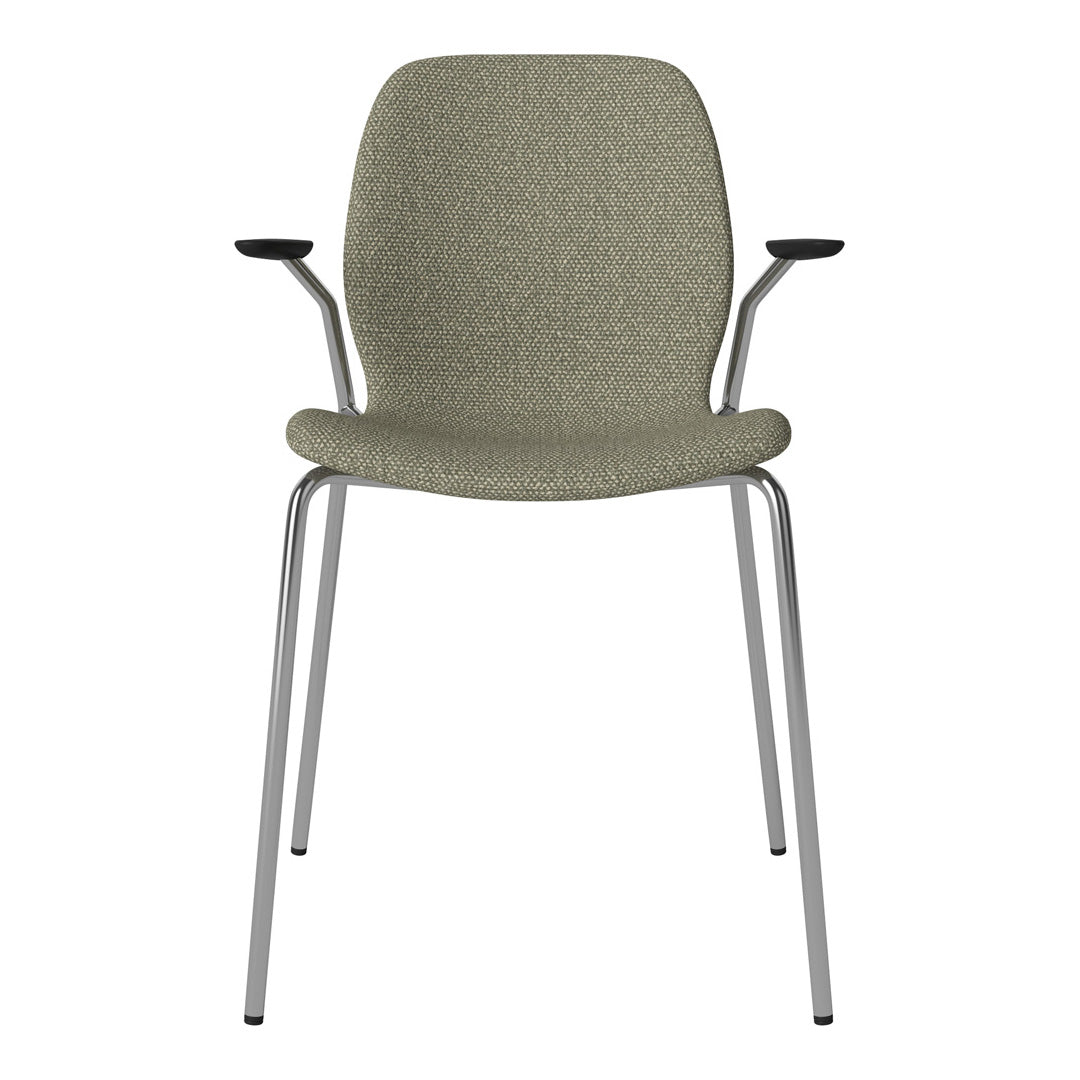 Chaise de salle à manger Seed avec accoudoirs ouverts - Rembourrée - Base chromée