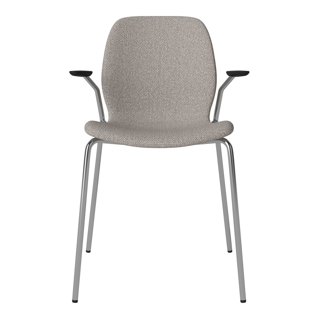 Chaise de salle à manger Seed avec accoudoirs ouverts - Rembourrée - Base chromée