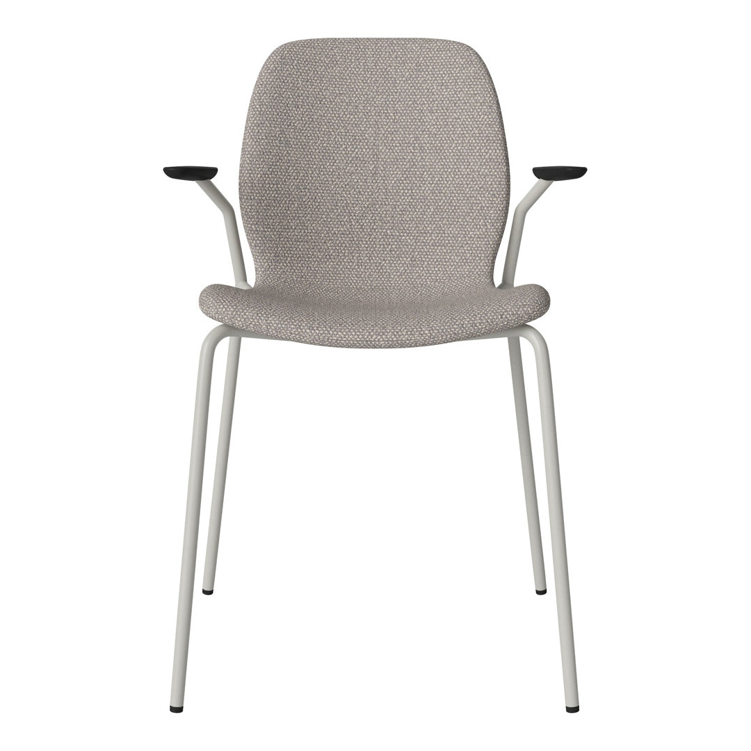 Chaise de salle à manger Seed avec accoudoirs ouverts - Rembourrée - Base en acier, laquée grise