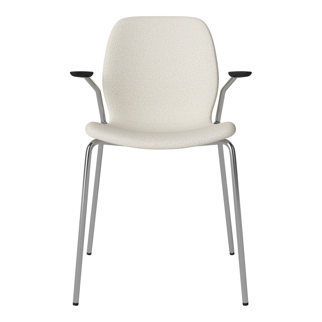 Chaise de salle à manger Seed avec accoudoirs ouverts - Rembourrée - Base chromée