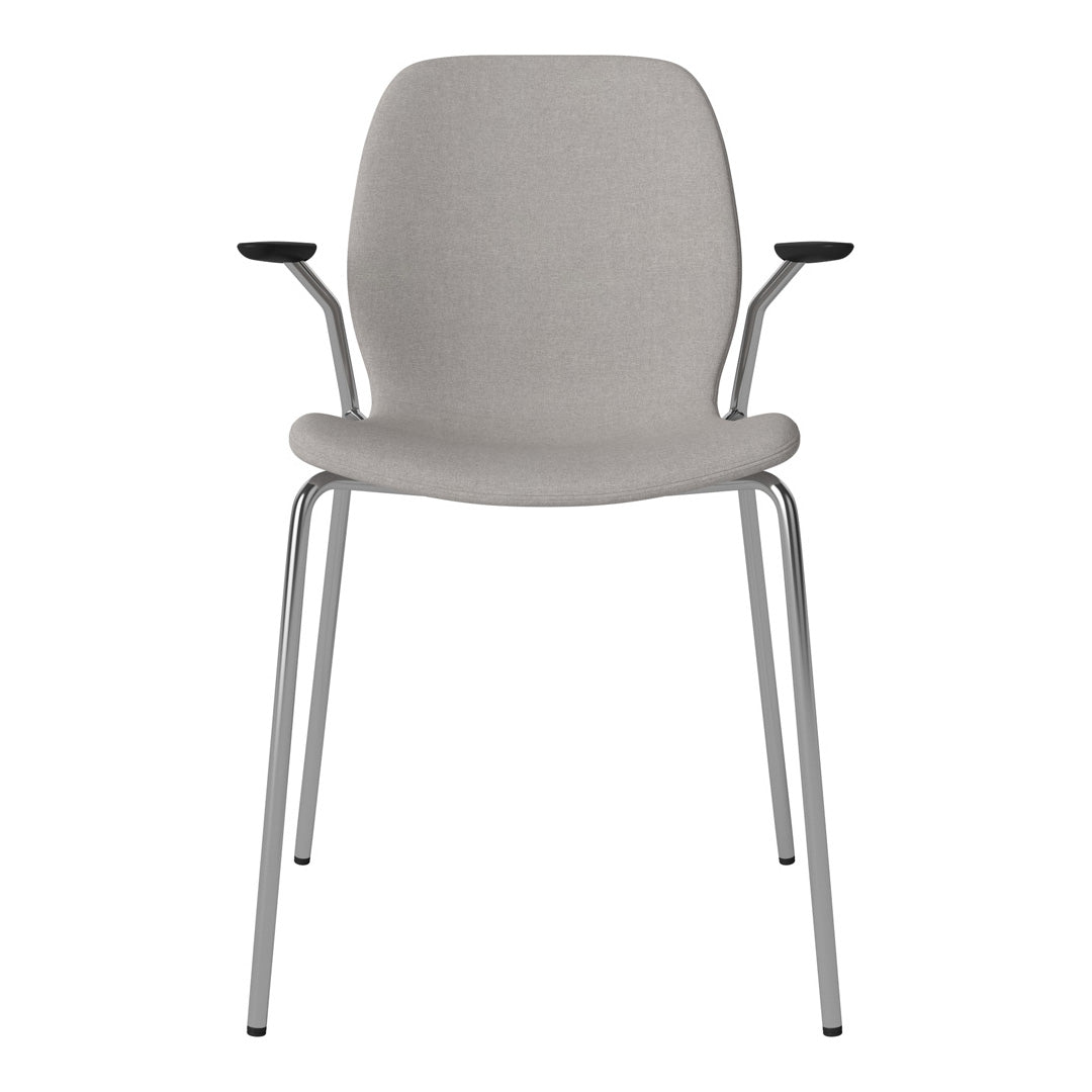 Chaise de salle à manger Seed avec accoudoirs ouverts - Rembourrée - Base chromée