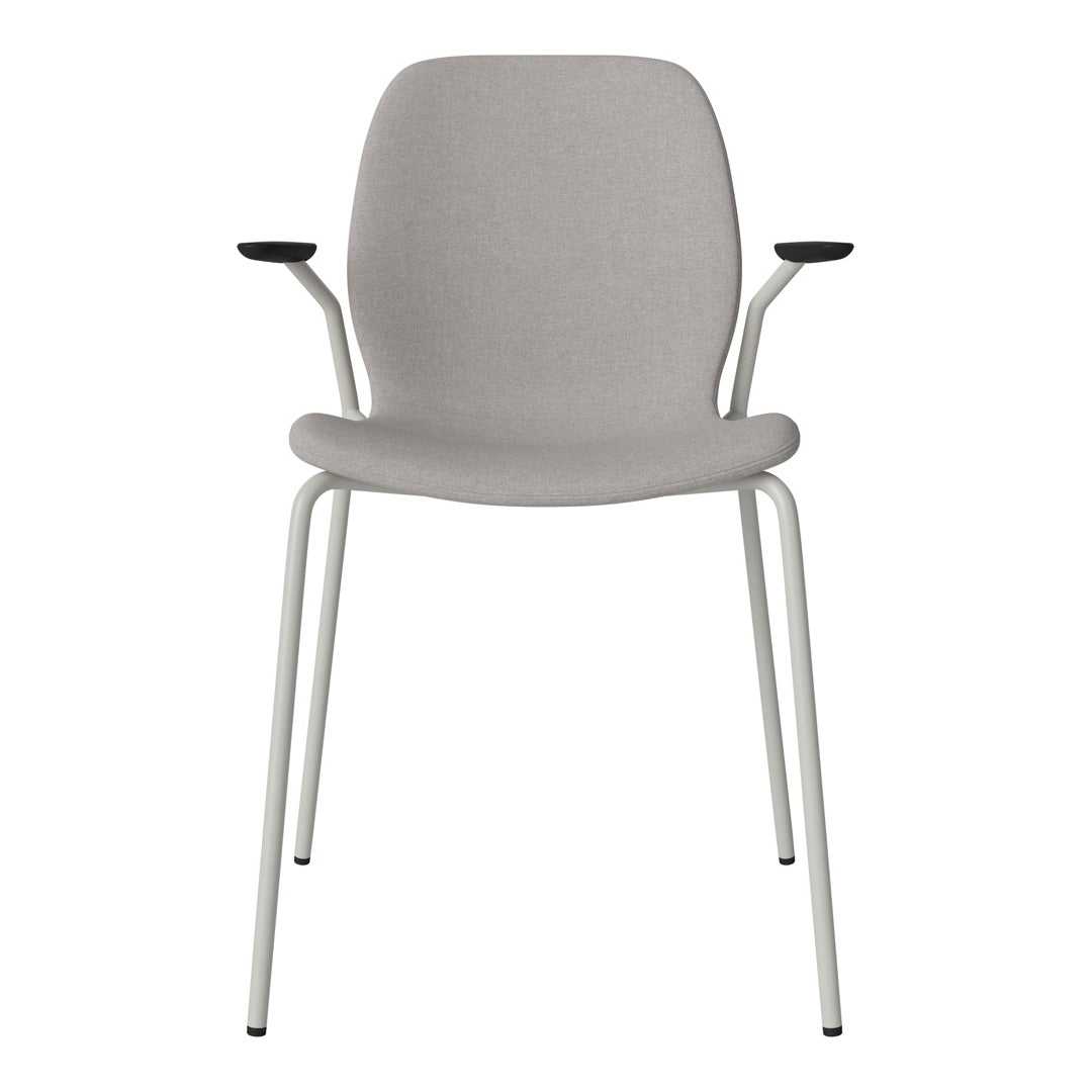 Chaise de salle à manger Seed avec accoudoirs ouverts - Rembourrée - Base en acier, laquée grise