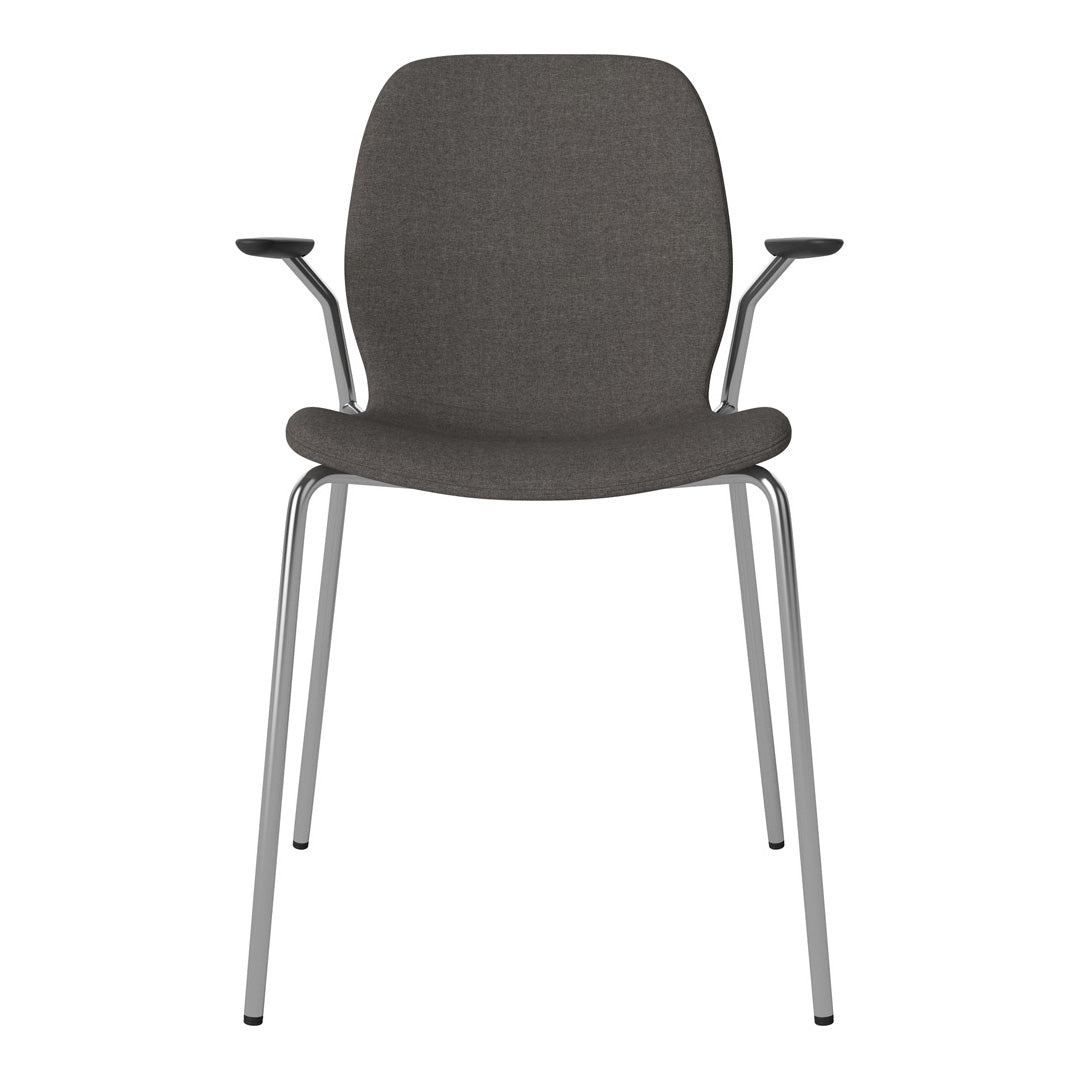 Chaise de salle à manger Seed avec accoudoirs ouverts - Rembourrée - Base chromée