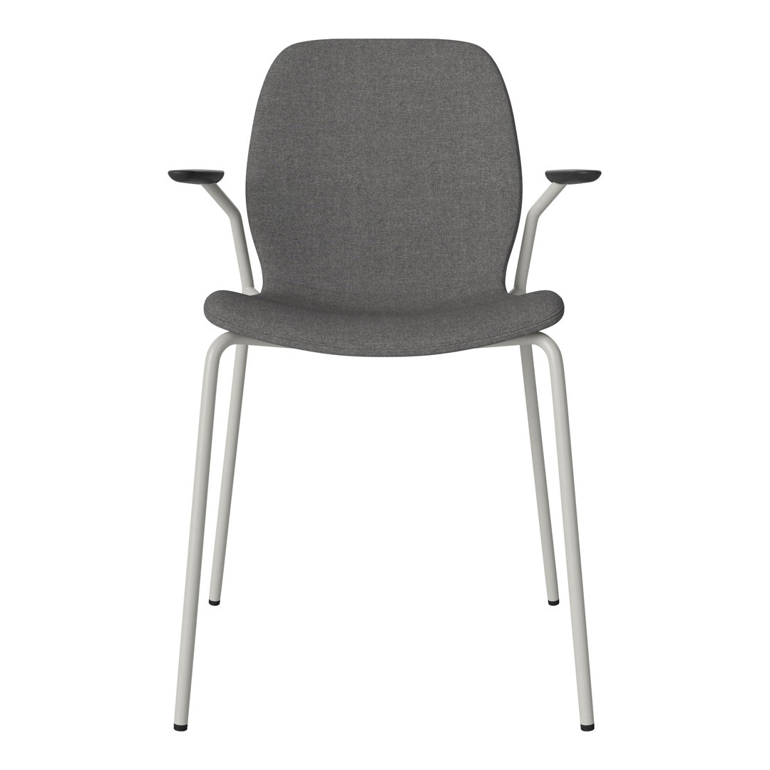 Chaise de salle à manger Seed avec accoudoirs ouverts - Rembourrée - Base en acier, laquée grise