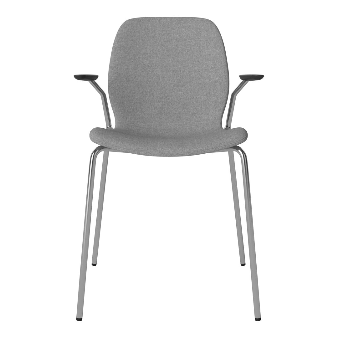 Chaise de salle à manger Seed avec accoudoirs ouverts - Rembourrée - Base chromée