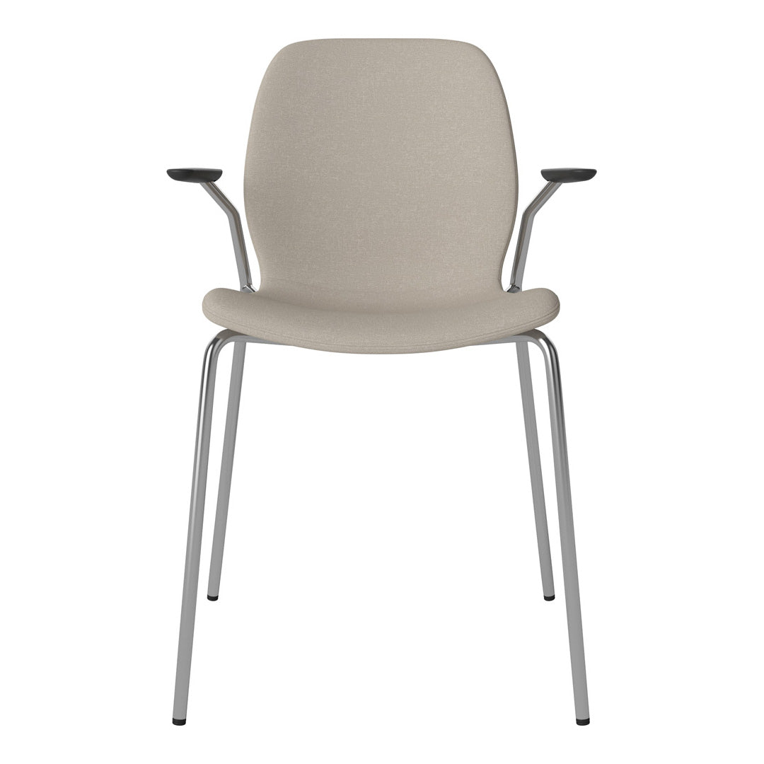 Chaise de salle à manger Seed avec accoudoirs ouverts - Rembourrée - Base chromée