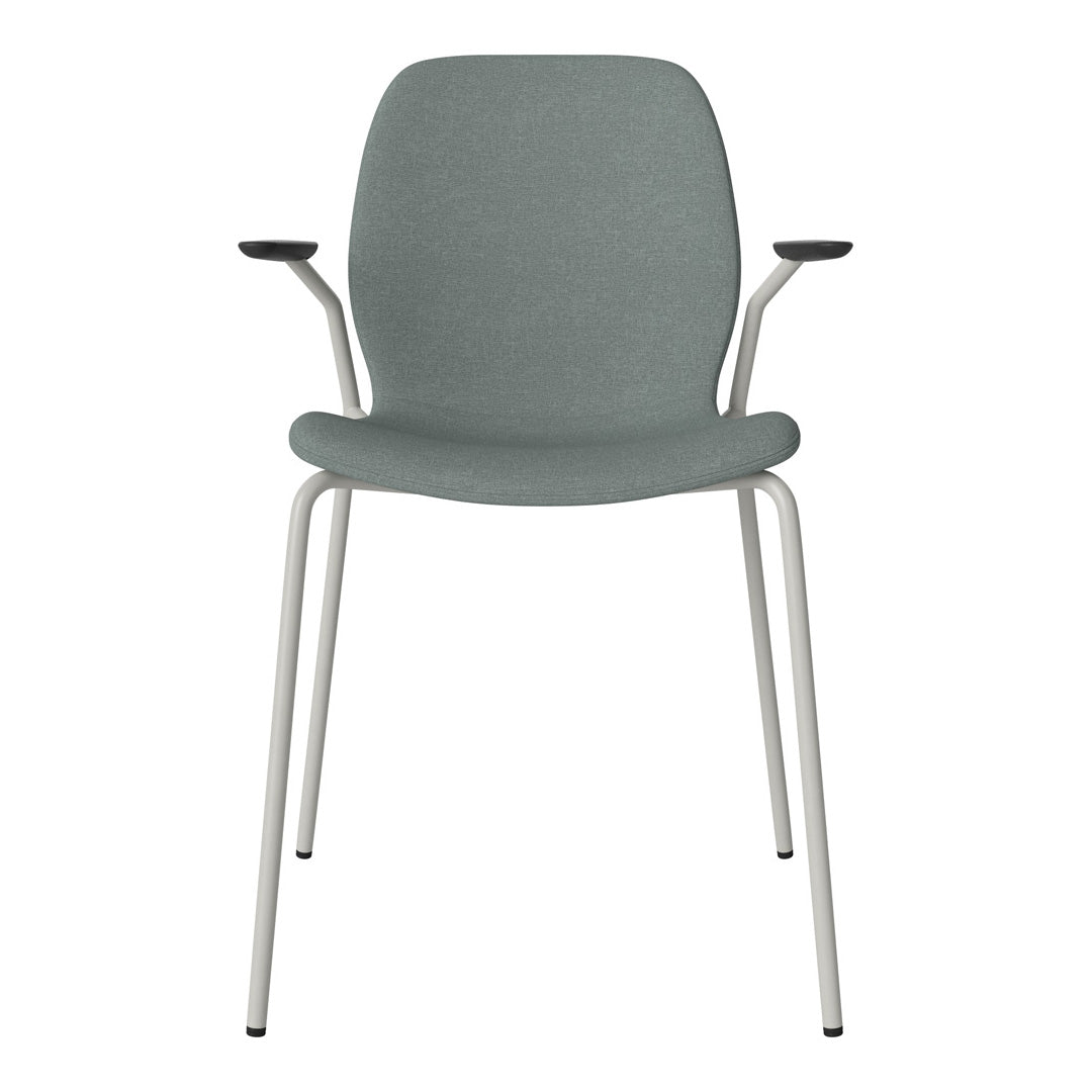 Chaise de salle à manger Seed avec accoudoirs ouverts - Rembourrée - Base en acier, laquée grise