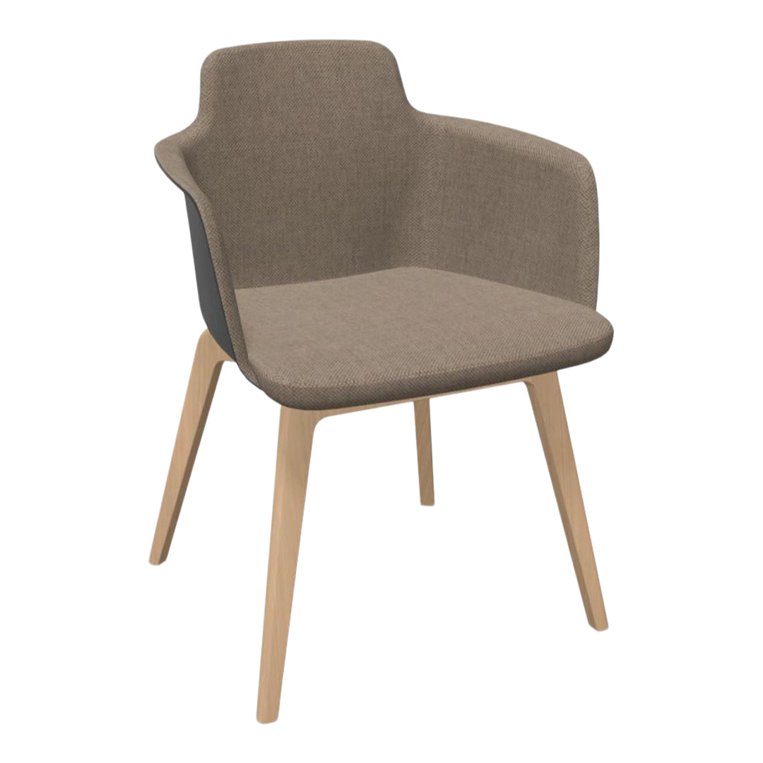 Fauteuil Tono - Assise et dossier rembourrés - Pieds en bois