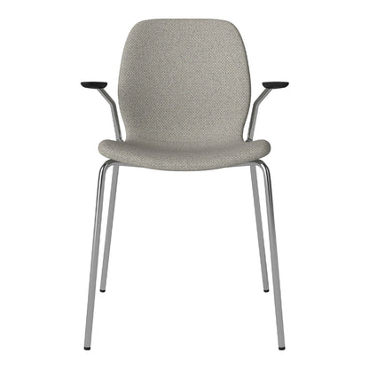 Chaise de salle à manger Seed avec accoudoirs ouverts - Rembourrée - Base chromée