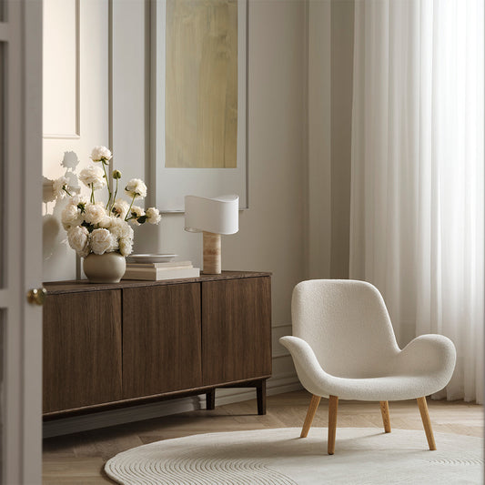 Fauteuil Seed Lounge - Rembourré - Base en chêne huilé, foncé