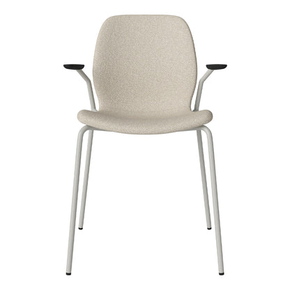 Chaise de salle à manger Seed avec accoudoirs ouverts - Rembourrée - Base en acier, laquée grise
