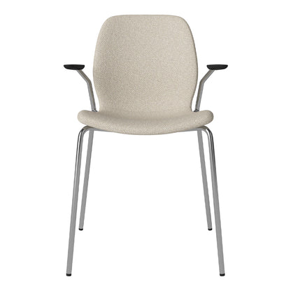 Chaise de salle à manger Seed avec accoudoirs ouverts - Rembourrée - Base chromée