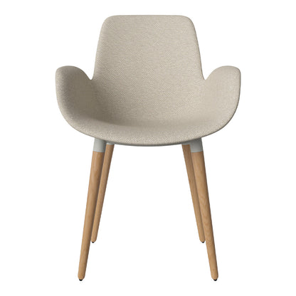 Fauteuil de salle à manger Seed - Rembourré - Piètement en chêne huilé
