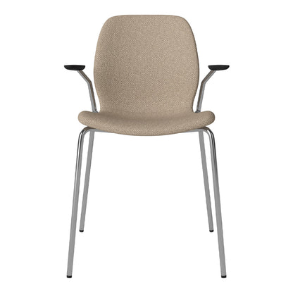 Chaise de salle à manger Seed avec accoudoirs ouverts - Rembourrée - Base chromée