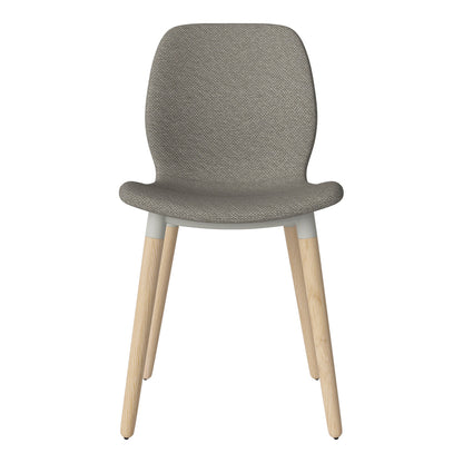 Chaise de salle à manger Seed - Rembourrée - Piètement en chêne huilé, pigmenté blanc